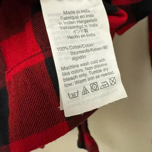 Madewell 100% cotton buffalo plaid red and black tie front blouse size S - Picture 5 of 9